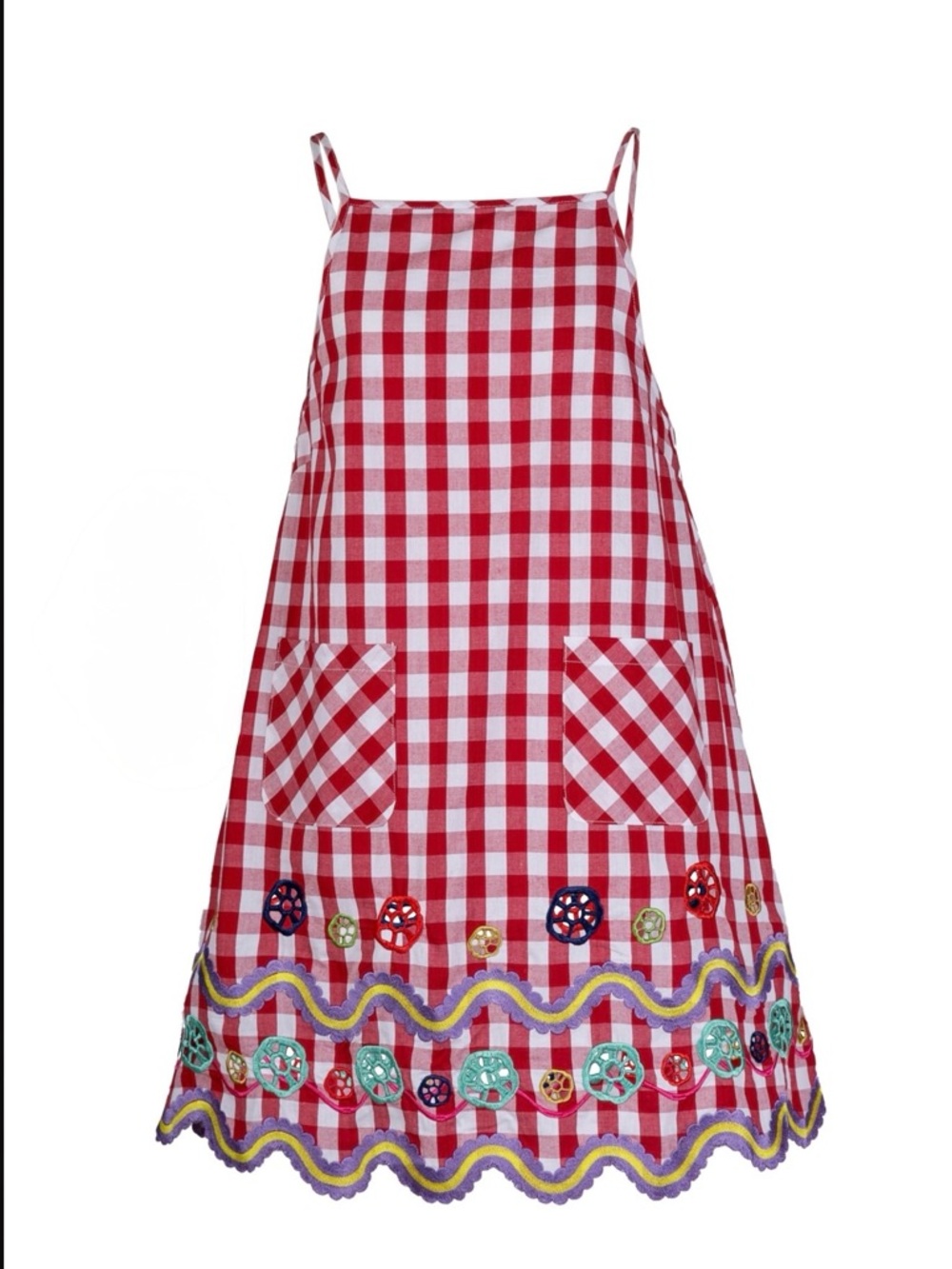Celia B Red Gingham Embroidered A-Line Sundress - Women